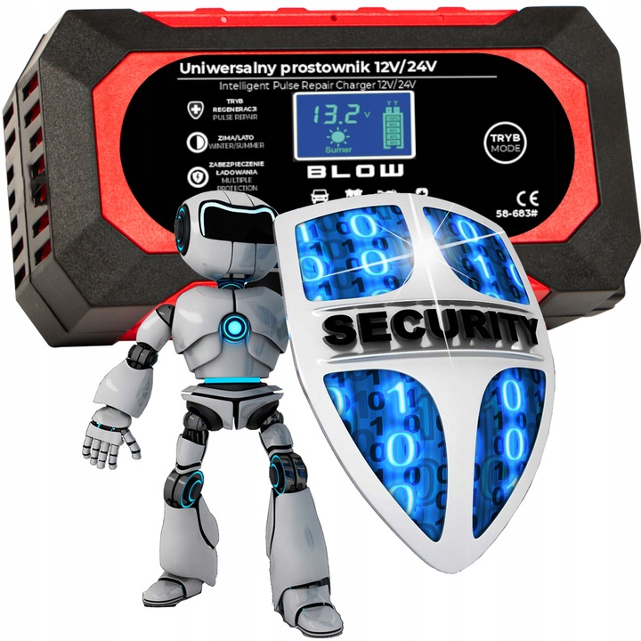 AUTOMATYCZNY INTELIGENTNY PROSTOWNIK ŁADOWARKA AKUMULATORA LCD 24V 12V 8A