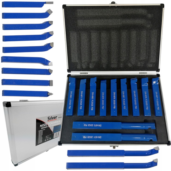 ZESTAW NOŻY TOKARSKICH STALOWYCH 20x20mm 11 SZTUK NÓŻ TOKARSKI 10885