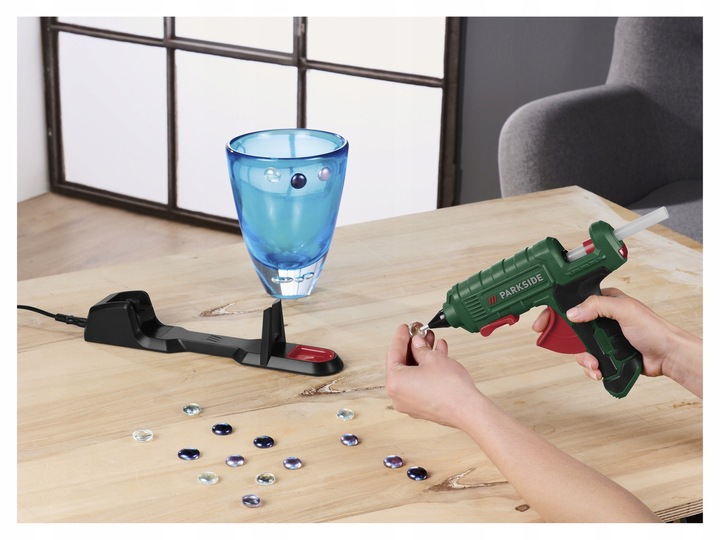 PISTOLET DO KLEJU NA GORĄCO PARKSIDE PHP + STACJA + ZAPAS KLEJU Nowy model