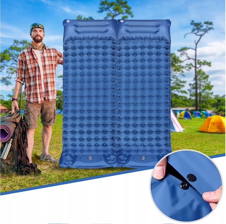 2x DMUCHANA MATA MATERAC Z WBUDOWANĄ POMPKĄ DWUOSOBOWA KARIMATA ULTRA LEKKA