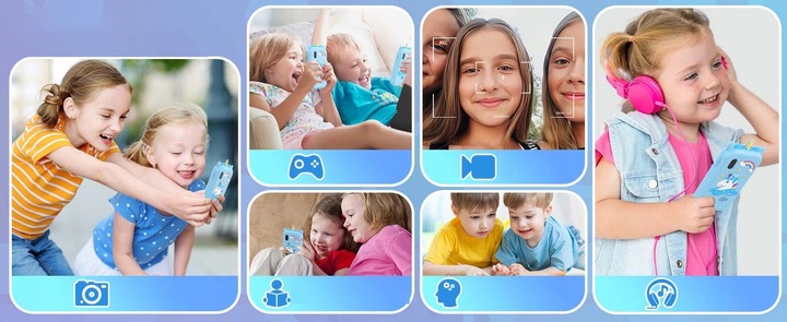 TELEFON DLA DZIECI ZABAWOWY SMARTFON Z APARATEM KAMERĄ I GRAMI MENU 2.4"