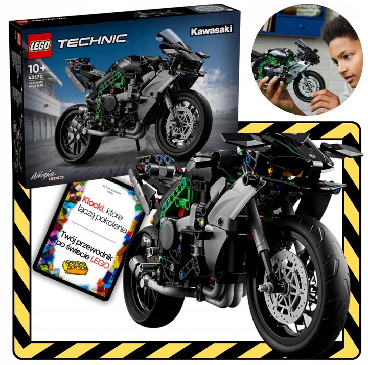 Lego Technic Motocykl Kawasaki Ninja H2R 42170 Zestaw Klocki i Ebook 4w1