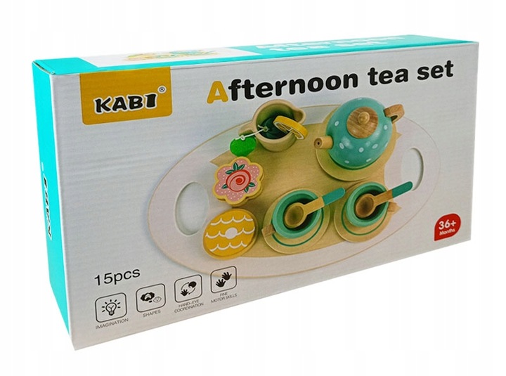 Drewniany Serwis dla Dzieci do Herbaty Kawy Zestaw Kawowy Filiżanki Zastawa