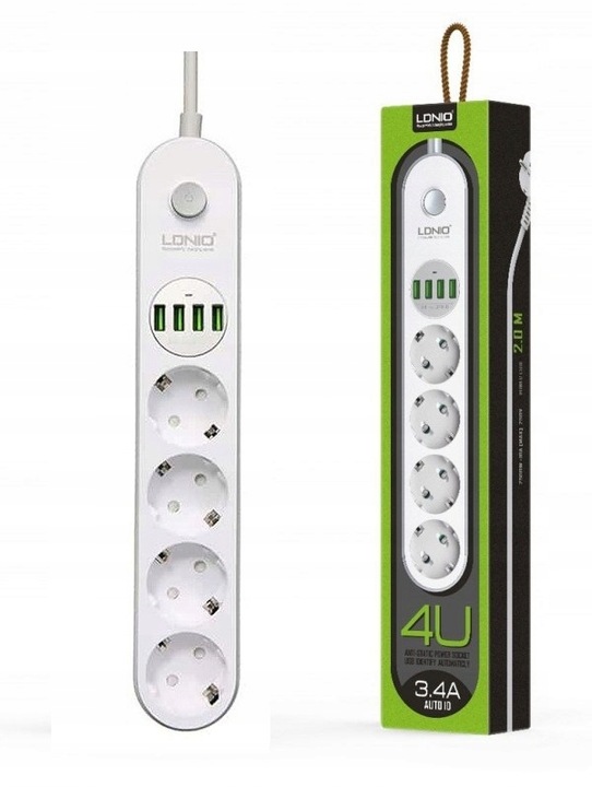 Listwa zasilająca Ldnio SE4432 z ładowarką USB