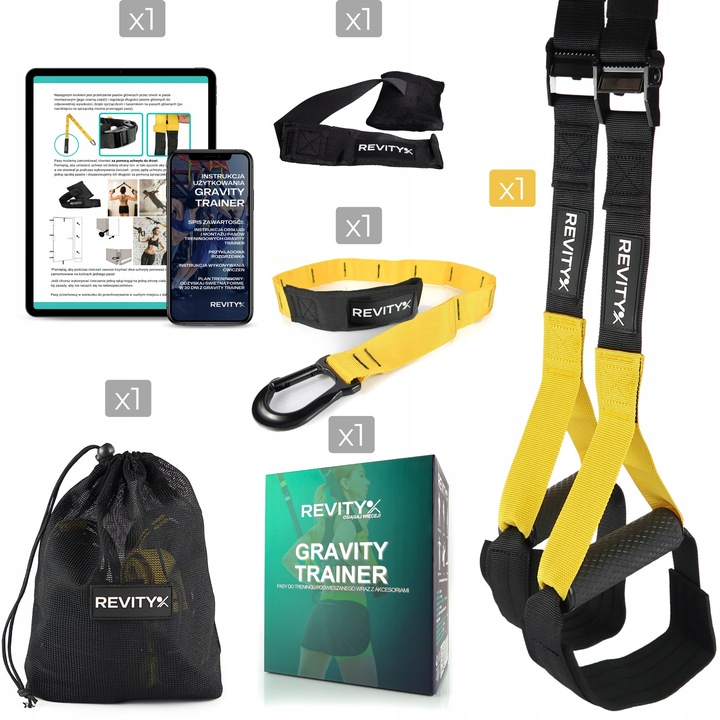 TAŚMY DO ĆWICZEŃ TRX CROSSFIT PASY TRENINGOWE Z AKCESORIAMI WYSOKA JAKOŚĆ