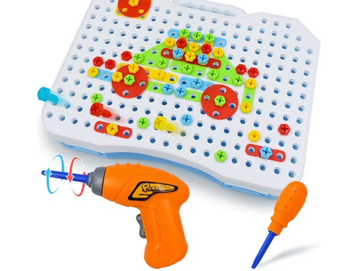 WKRĘTARKA ZESTAW KONSTRUKCYJNY dla dzieci ŚRUBKI 3D Kolorowe klocki Kuferek