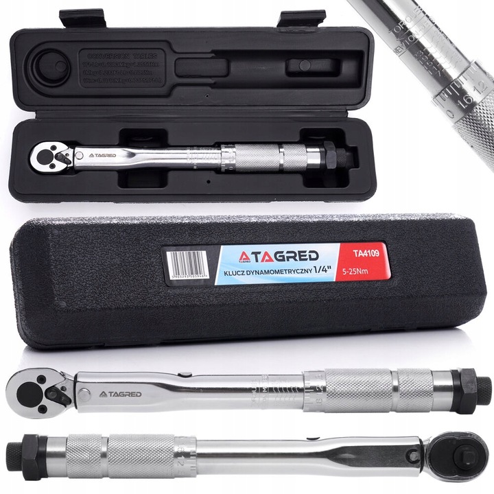 KLUCZ DYNAMOMETRYCZNY 1/4" 5-25 Nm DO KÓŁ Z BLOKADĄ,