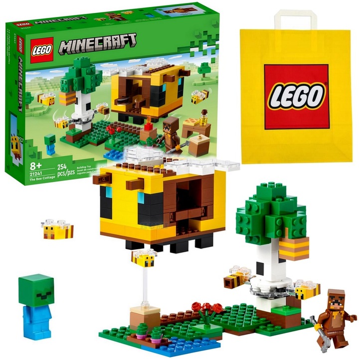 LEGO MINECRAFT KLOCKI 21241 PSZCZOŁY UL PASIEKA + TORBA PREZENTOWA LEGO