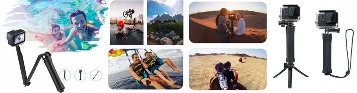 Selfie Stick Kijek Uchwyt 3WAY Statyw do GoPro 12 11 10 9 8 7 6 DJI Insta