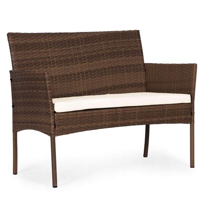 ZESTAW MEBLI OGRODOWYCH Z TECHNORATTANU ŁAWKA STÓŁ KRZESŁA BRĄZ MultiGarden