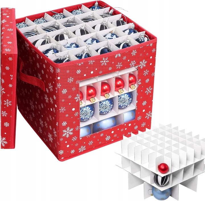 ŚWIĄTECZNE KOSZ PUDEŁKO PRZECHOWYWANIE ORGANIZER 83 BOMBKI CHOINKA ŚWIĘTA