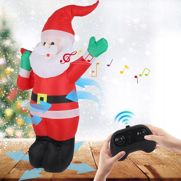 ŚWIĄTECZNY NADMUCHIWANY MIKOŁAJ 110CM Z MUZYKĄ I PILOTEM 2.4GHZ