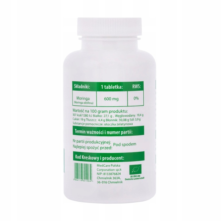 Odchudzanie - Kontrola cukru - BIO MORINGA 480 Kapsułek po 600 mg