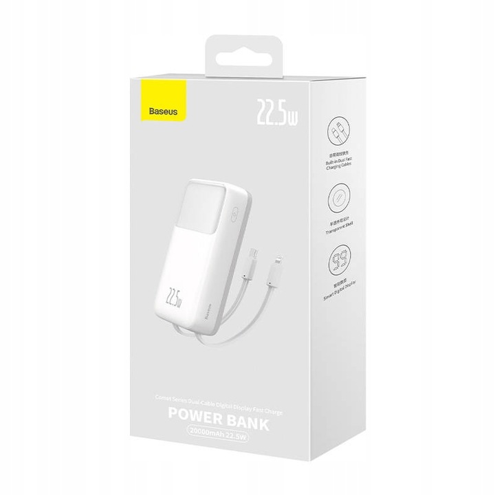 BASEUS POWERBANK 20000MAH 22.5W USB-A USB-C DO TELEFONU KABEL USB TYP C