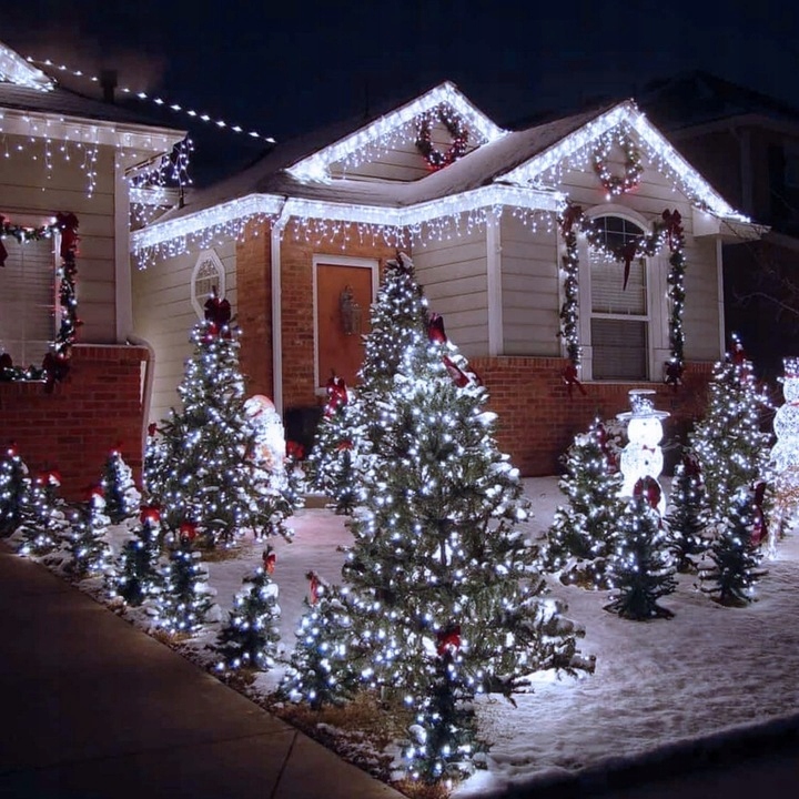 LAMPKI CHOINKOWE 500 LED FLASH BIAŁE ZIMNE GRUBY KABEL STAŁE ŚWIATŁO ZEW.