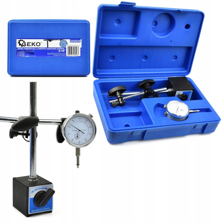 CZUJNIK ZEGAROWY + STATYW DO SPRAWDZANIA BICIA TARCZ W WALIZCE