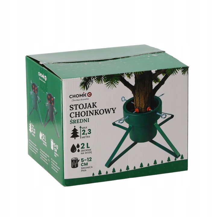 STOJAK CHOINKOWY MASYWNY 5-12 CM Z REGULACJĄ I POJEMNIKIEM NA WODĘ