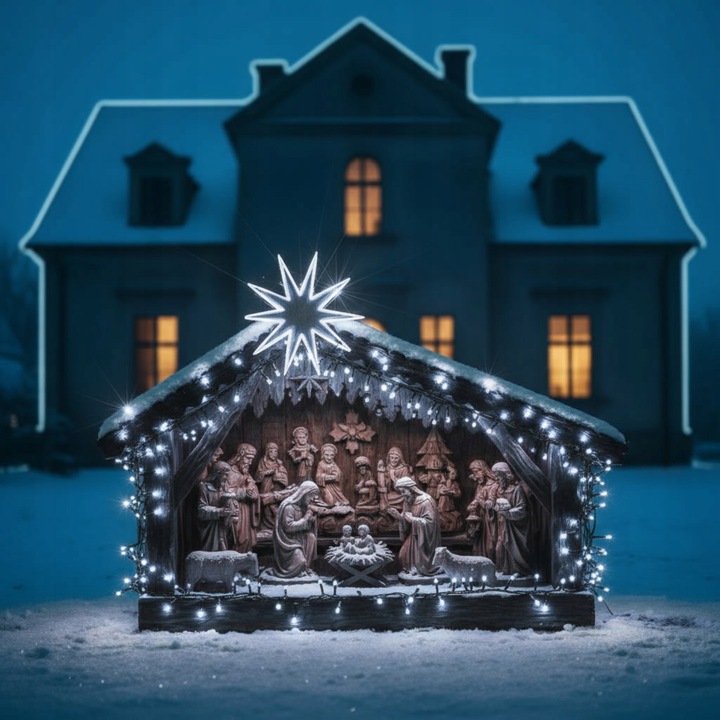 LAMPKI CHOINKOWE BIAŁY Z EFEKTEM ZIMNYM 500 LED 35M ZEW. DOMOWE 8 funkcji