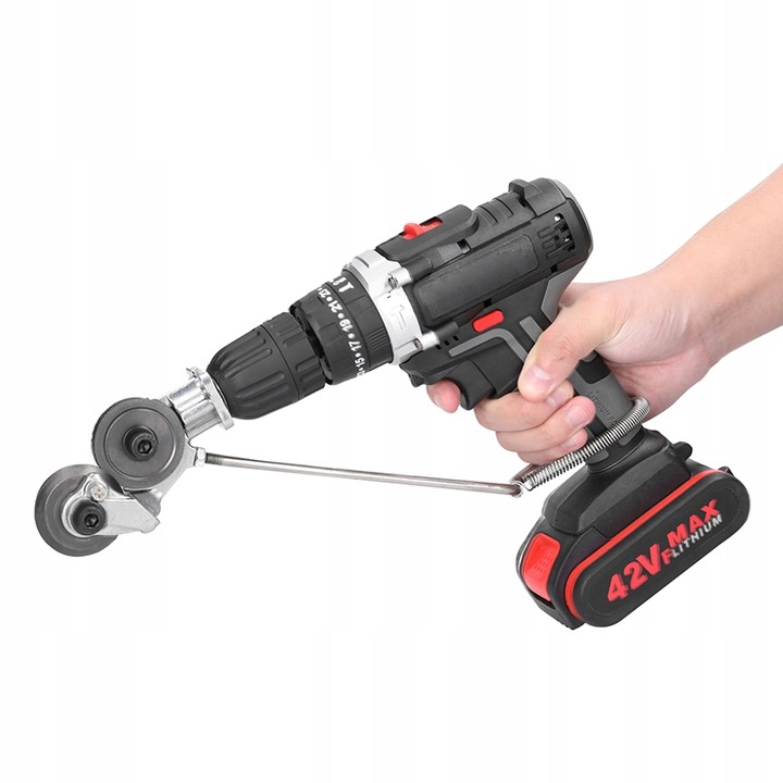 PRZYSTAWKA NA WIERTARKĘ KOŃCÓWKA DO CIĘCIA BLACHY METALU ADAPTER NAKŁADKA