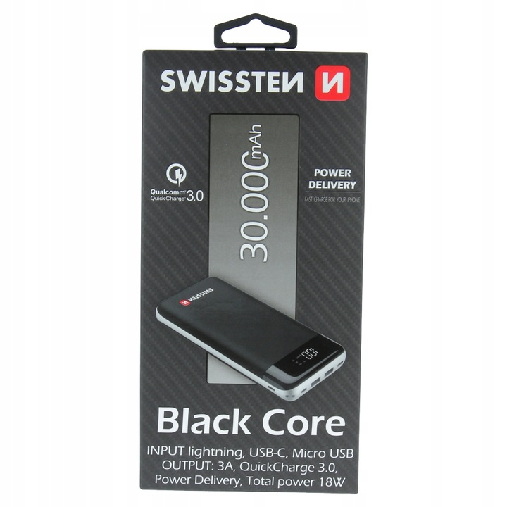 SWISSTEN Powerbank 30000 mAh Quick Charge 3.0 LCD