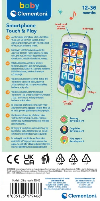 CLEMENTONI Interaktywny Dotykowy Smartfon 17946