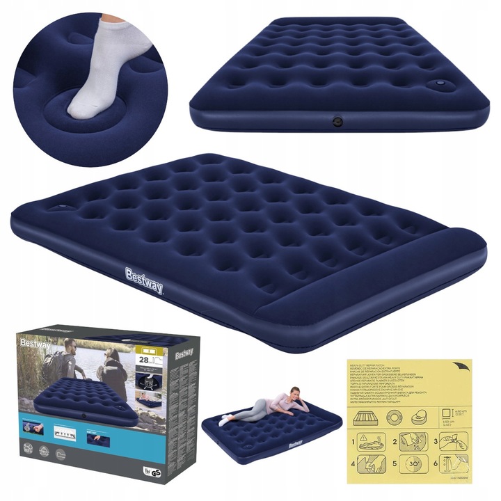 MATERAC DMUCHANY DWUOSOBOWY BESTWAY z pompką ŁÓŻKO TURYSTYCZNE 203 x 152CM