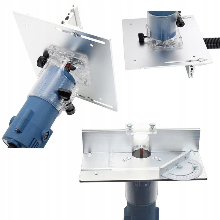 ALUMINIOWA PŁYTA DO STOŁU FREZARKI Z PROWADNICĄ UKOŚNĄ I PŁOTEM PRZESUWANYM