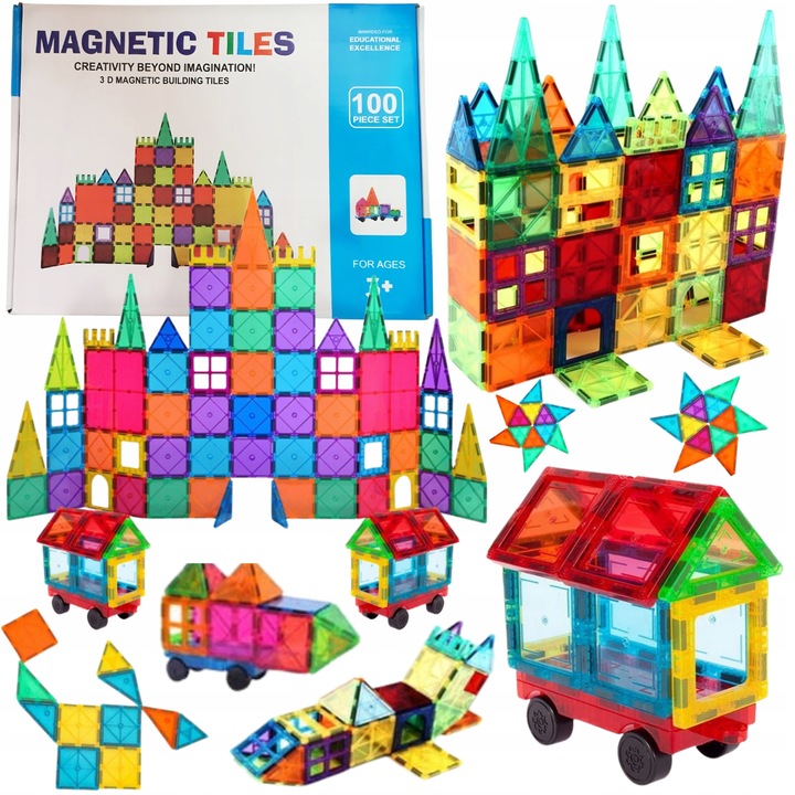 Klocki Magnetyczne 3D Magnetic Tiles Duży Zestaw 100 elementów