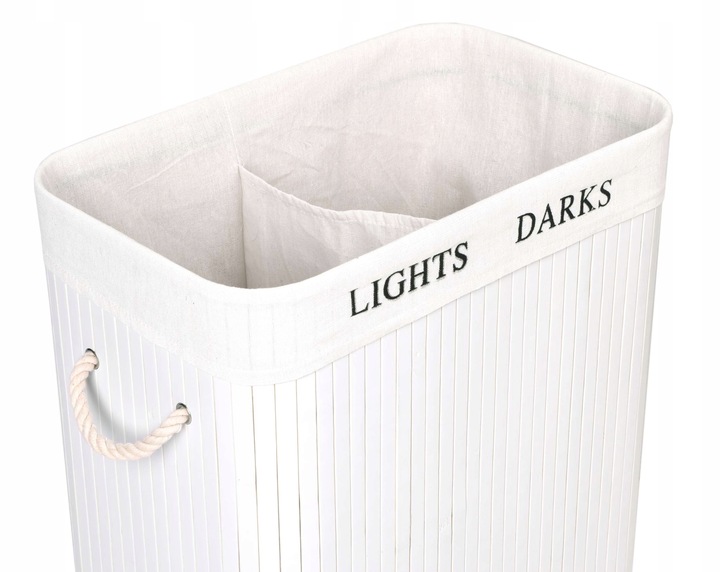 KOSZ BAMBUSOWY NA PRANIE BIELIZNĘ DWUKOMOROWY POJEMNIK Z PODZIAŁEM 100L