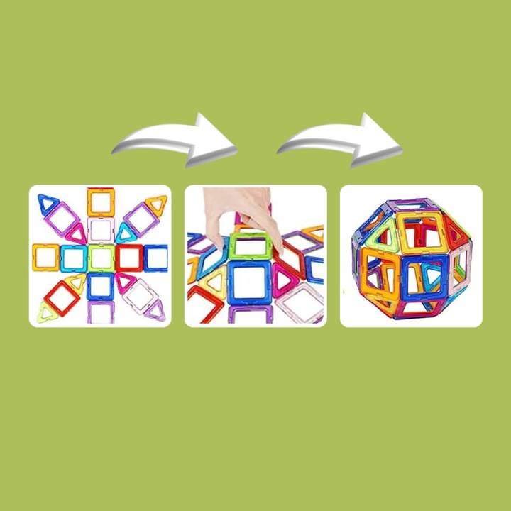 KLOCKI MAGNETYCZNE KONSTRUKCYJNE DUŻE PANELE 3D UKŁADANKA DLA DZIECI 134 el