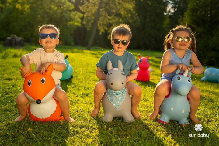 Skoczek pluszowy dla dzieci do skakania Konik brązowy z pompką