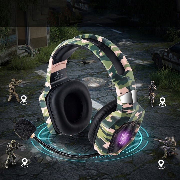 ONIKUMA K8 CAMO SŁUCHAWKI GAMINGOWE NAUSZNE PRZEWODOWE Z MIKROFONEM RGB
