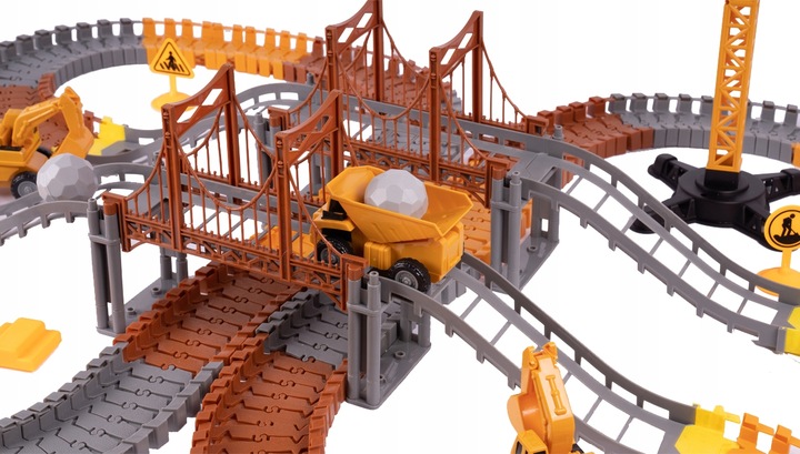 KOLEJKA TOR SAMOCHODOWY ELASTYCZNY 273 ELEMENTY AUTA DŹWIG DLA DZIECI