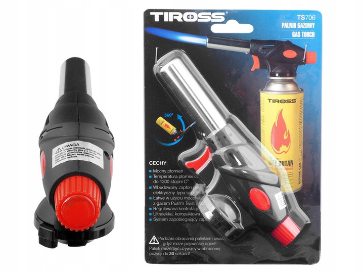 PALNIK RĘCZNY GAZOWY AUTOZAPŁON TS-706 TIROSS+4gaz