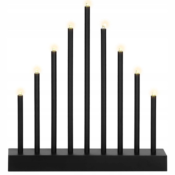 ŚWIECZNIK ADWENTOWY ŚWIECE ŚWIECZKI LAMPKI ŚWIĄTECZNY NA OKNO 9 led CZARNY