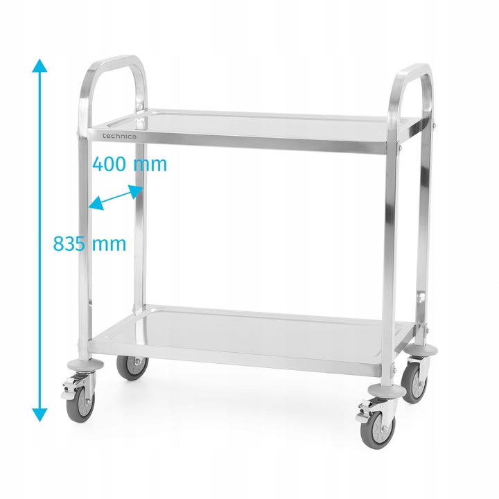 Wózek kelnerski mobilny 150 kg 2 półki maty wygłuszające stalowy TECHNICA