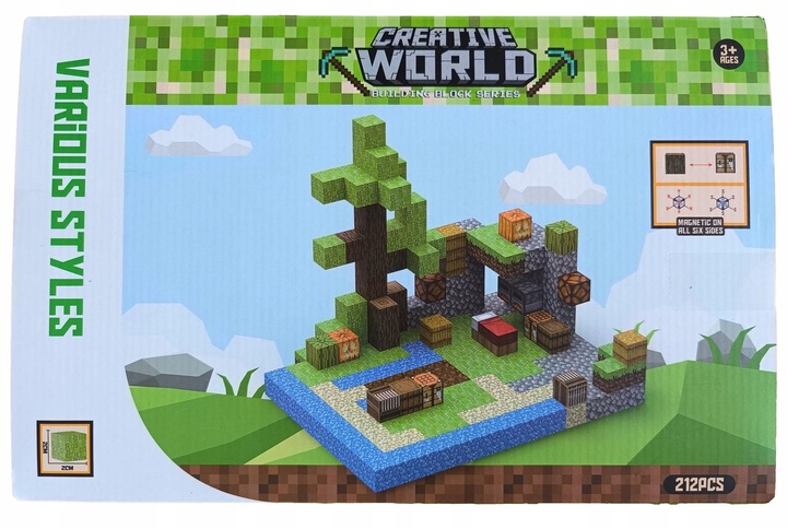 KLOCKI MAGNETYCZNE MOCNE KLOCKI SZEŚCIANY 212 EL KLOCKI PIKSELE