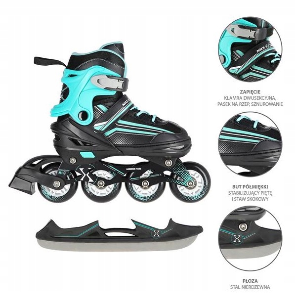 Rolki nils łyżworolki regulowane łyżwy 2w1 extreme r.L 39-43 regulacja