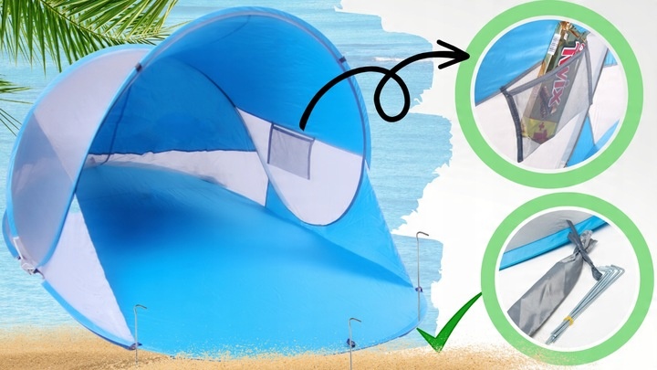 NAMIOT PLAŻOWY SAMOROZKŁADAJĄCY FILTR UV PARAWAN pop up ochrona na słońce