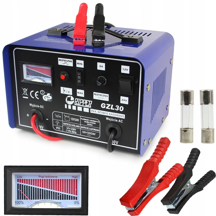 PROSTOWNIK Z FUNKCJĄ SZYBKIEGO ŁADOWANIA 30-250 Ah DO AKUMULUATORÓW AUTA