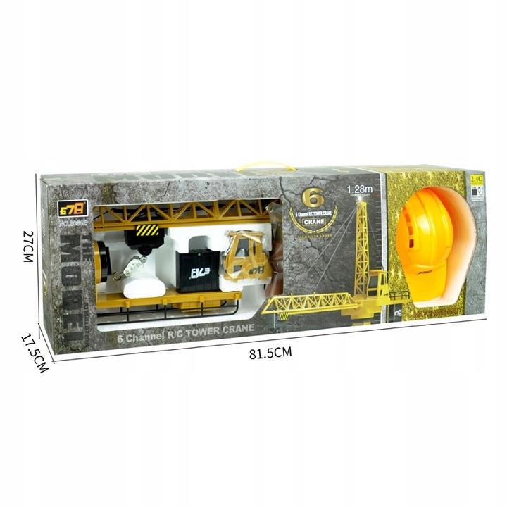 DŹWIG RC DLA DZIECI ŻURAW BUDOWLANY STEROWANY 128cm OBROTOWY +KASK MATADI