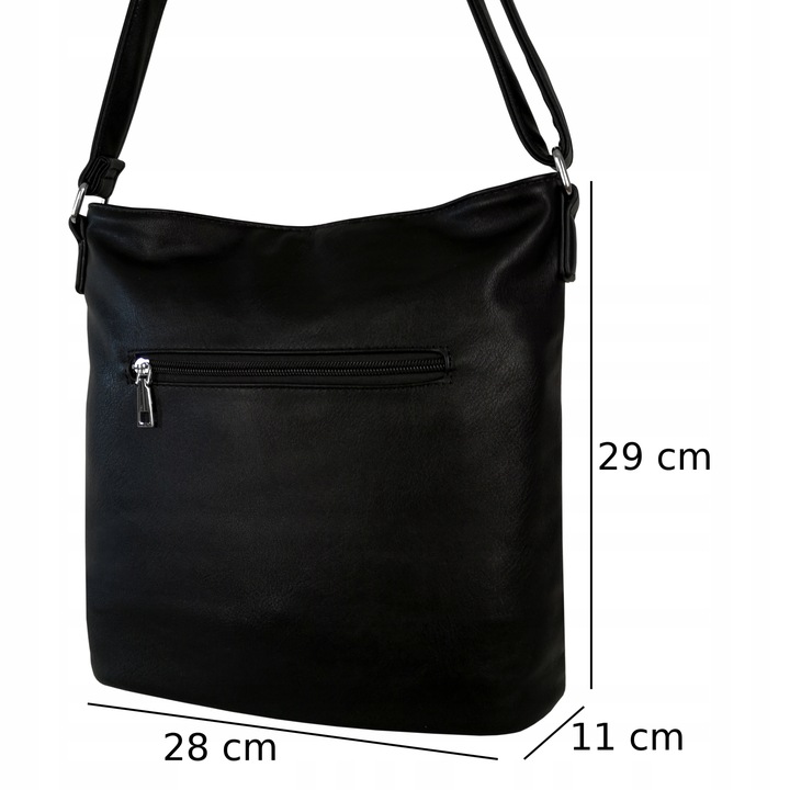 Torebka Damska Listonoszka Czarna Torba Worek Na Ramię Długi Pasek Lekka A5