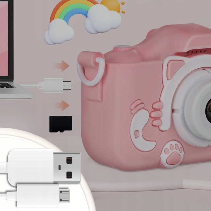 APARAT CYFROWY DLA DZIECI KOTEK Z KARTĄ PAMIĘCI FOTGRAFICZNY + GRATIS