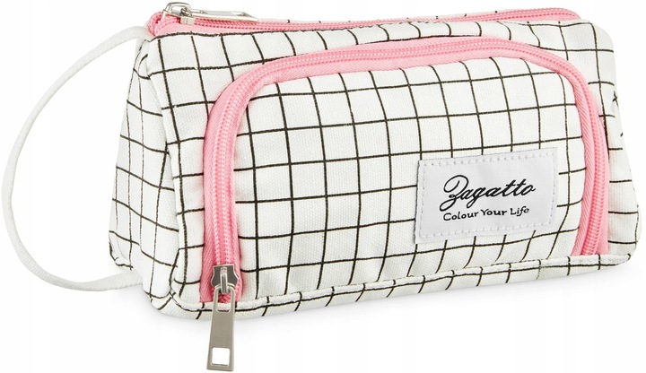 Piórnik szkolny z uchwytem różowy pojemna saszetka ZAGATTO