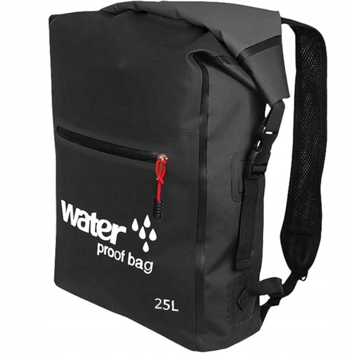 WODOSZCZELNY PLECAK TORBA WOREK WODOOPORNY 25L PODRÓŻNY TURYSTYCZNY CZARNY