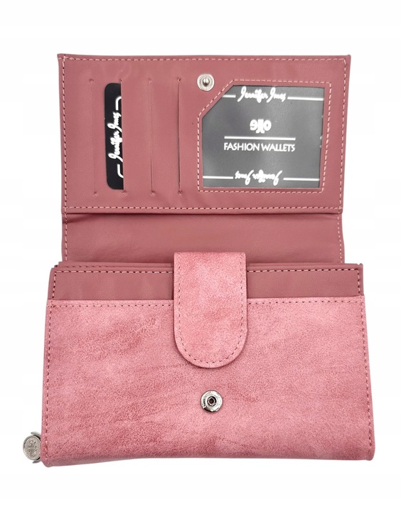 PORTFEL damski mały skórzany prezent różowy Jennifer Jones pojemny eko