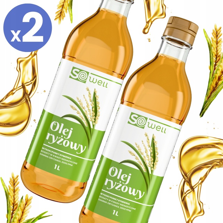 2x Olej ryżowy do smażenia pieczenia sałatek rafinowany 1000 ml SoWell