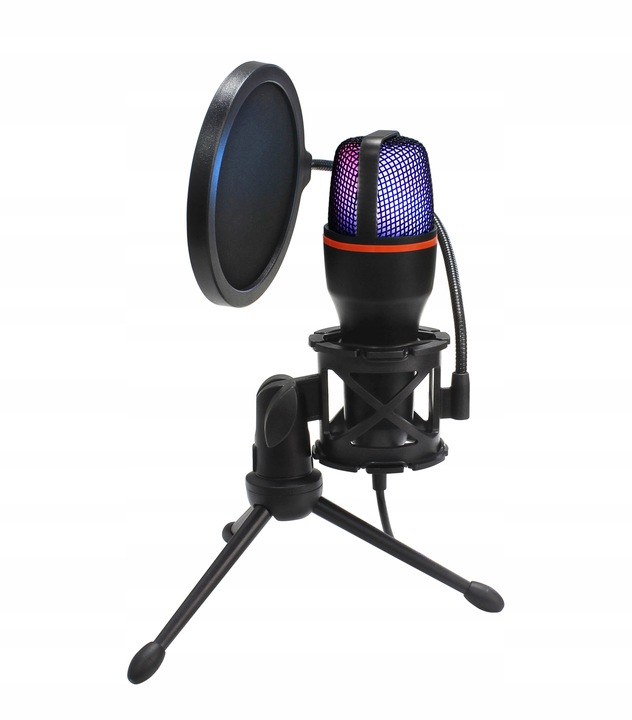 MIKROFON DO KOMPUTERA POJEMNOŚCIOWY GAMINGOWY STUDYJNY KARAOKE FILTR USB