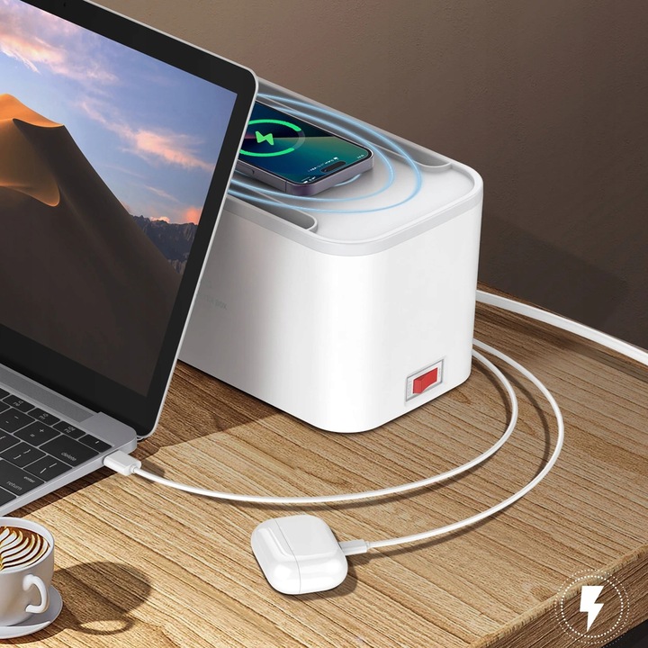 Ładowarka Listwa Zasilacz Organizer Kabli USB QI