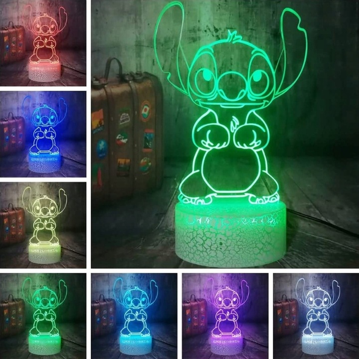 Prezenty świąteczne Lampka 3D nocna led usb +pilot na prezent Lilo i Stitch
